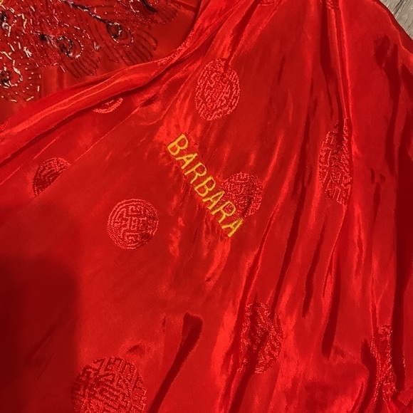 Golden‎ Bee Vintage Embroidered Robe Tie Waist Chinese Kimono Red peacock M - Picture 10 of 15